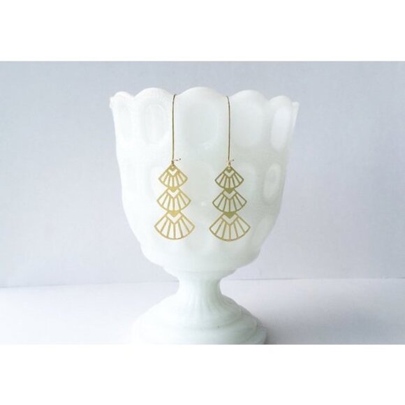 Jewelry - Handmade Cut-Out Earrings -- Art Deco Stacked Triangles